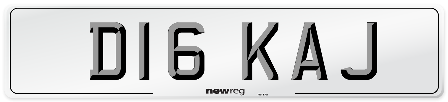 D16 KAJ Number Plate from New Reg